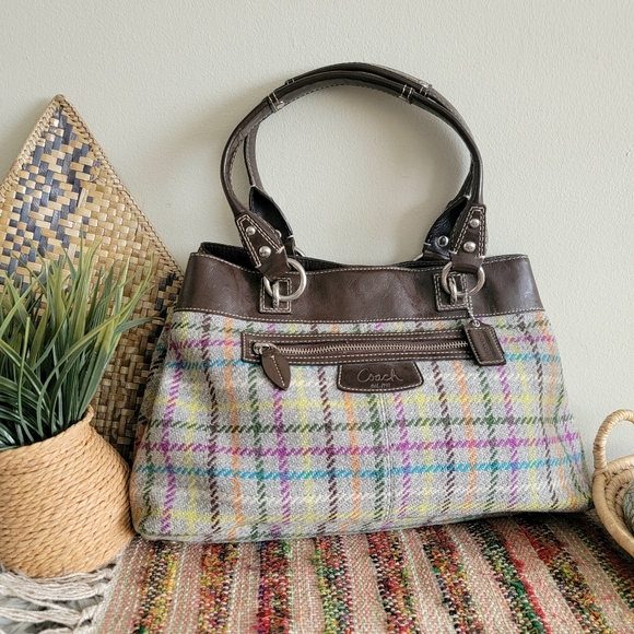 Coach bag plaid shoulder Bag Y2k Retro Vintage Style - Picture 1 of 9
